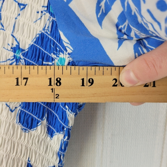 Polagram Floral Midi Dress Blue‎ White Size 2XL Modest - Picture 6 of 12